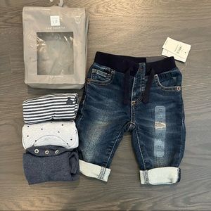 NWT 3-6M Gap Jeans and 3 Piece Onesie Set